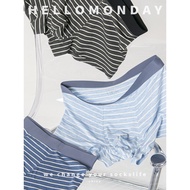 boxer lelaki boxer lelaki dewasa HELLO MONDAY Black Striped Boxer Briefs