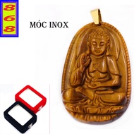 [HCM]Mặt dây chuyền Phật A Di Đà đá mắt hổ 3.6cm - Phật bản mệnh tuổi Tuất Hợi - Mặt size nhỏ - Tặng