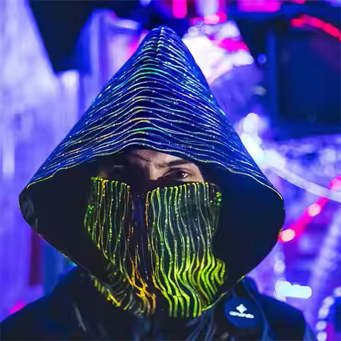 Lumisonata 7 colors 5 flashing modes Cosplay Party Wear Men Women Led Pullover Cap Light Up Cyber Pu