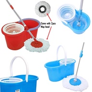 360° Spin Mop with Bucket &amp; Dual Mop Heads Blue Washable Mop