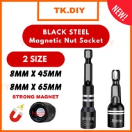 8mm Cr-Mo Hexagon Magnetic Nut Socket 1/4'' Hex Shank 45mm/65mm Socket Magnetic Nut Driver