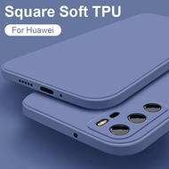 Square Straight Edge Liquid Silicone Case for Huawei P60 P50 P40 P30 Lite P20 Pro Mate 40 20 Nova 11i 11 10 9 SE 8 8i 3i 5T 7i 7 Se Y90 Y70 Y61 Honor 8X Y7a Y7 Pro Y7P Y5P Y6P Y6s Y9s Y9 Prime Camera Full Protection Cute Phone Cover Casing