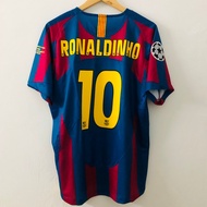S-XXL     Classical 05 06 Ba-rce-lon-a Home Soccer Jersey MESSI RONALDINHO Men Retro Football Shirt 
