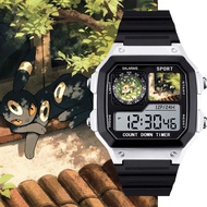 Jam Tangan Tersuai Anime Pokémon Pikachu Periferal 2D Kartun Budak Jam Tangan Elektronik Pelajar Per