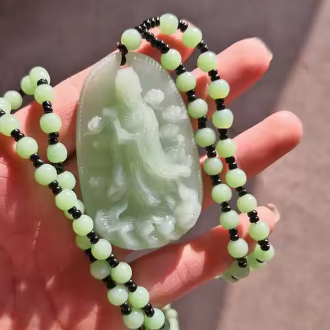 Dongling Jade Woolen Necklace Dongling Jade Guanyin Buddha Necklace Long Guan Gong Golden Toad and P