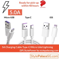5A Charging Cable Type-C/Micro Usb/Lightning for Smartphones and other Appliances