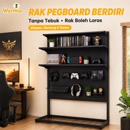 Rak Pegboard Berdiri Tanpa Tebuk 190cm | Standing Pegboard Rack Besi Adjustable | Rak Simpanan Gamin