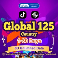 Global 125 countries eSIM 5G High speed 1-5 Days  Unlimited data Global eSIM Card