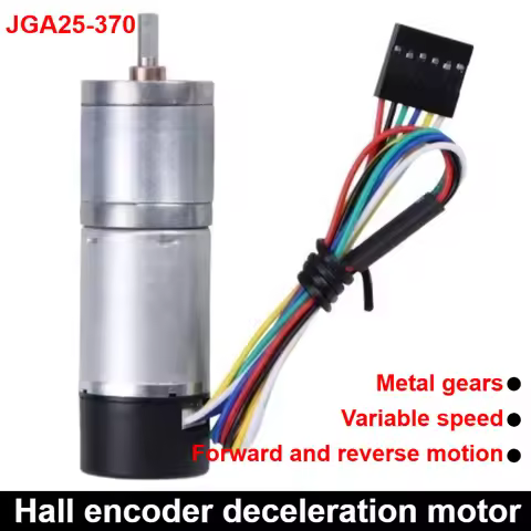 1pc Miniature DC speed-regulating motor JGA25-370 with encoder dust-proof cover 6V 12V 24V adjustabl