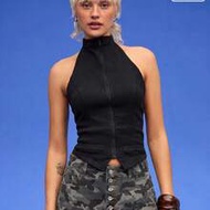 1 Halter Neck Zip Up Top /Going Out For Women Y2K Cute Tops Fall For Women Casual 100%Cotton 100% Go