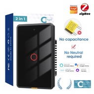 MORE US Model Black Tuya Zigbee Smart Touch Switch 1 Gang | No Need Neutral & Capacitor | 100 - 240V