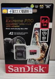 貓太太【3C電腦賣場】SanDisk 64G Extreme PRO A2 MicroSD記憶卡