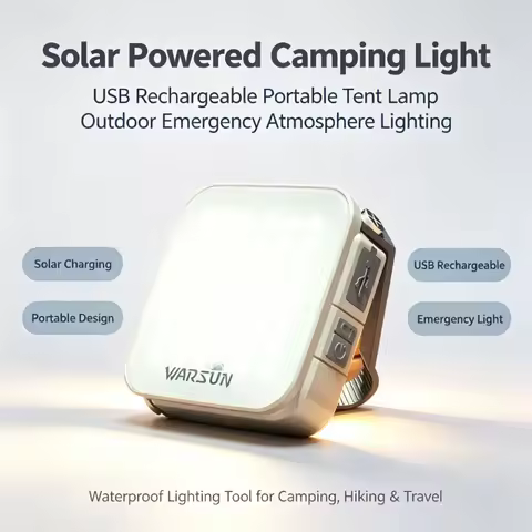 Warsun Solar Powered Camping Light Rechargeable Portable Tent Atmosphere Lamp Outdoor Emergency Camp