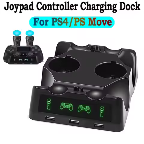 For PS4 Controller Charger Game Joystick 4 in 1 Dual Fast Charging Dock for Sony PS Move Game Contro