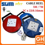 [SIRIM] 5M 7M 10M 3C x 23/0.16mm Full Copper Extension Box Cable Reel Portable Trading Extension Soc