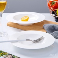 🏅Free Shipping🏅Jingdezhen Porcelain Minimalist Pure White Meal Eat Pasta Dish Straw Hat Panxi Plate Bone China Deep Dinn