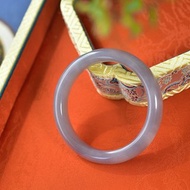 天然和田玉煙紫手鐲 圈口57.3mm 玉質細膩溫潤