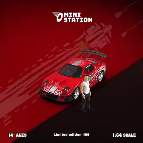 Mini Station 1:64 Dom's RX-7 FNF RWB 964 2077 Diecast Model Car