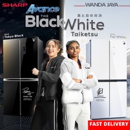 [NEW] Sharp 480L Avance 4 Door Refrigerator Black & White Glass Door SJF489GW / SJF489GK Peti Sejuk 