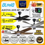 Alpha Alkova AXIS Ceiling Fan 56" DC Motor 5 blade with remote designer fan kipas angin siling fan 家用风扇white black wood