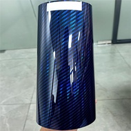High Glossy Black Blue 5D Carbon Fiber Vinyl Wrap Film Stickers Roll Adhesive DIY Decal for Car Moto
