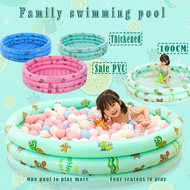 3Rings Inflatable Pool 100CM Round Kids Swimming Pool