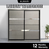 ✅ Free Install ✅ Premium Wardrobe Almari Besar 8x8, 6x8 Brown Almari Sliding Door Almari Baju Bedroo