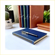 A5 Leather Cover Notebook - 200 Pages - Dark Blue