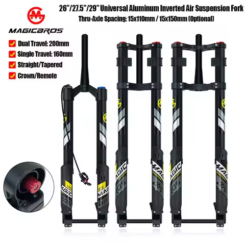 MAGICBROS 26"/27.5"/29" Universal Aluminum Inverted Air Suspension Fork Thru-Axle 15x110mm/15x150mm 