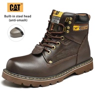Caterpillar Safety Shoes For Men Steel Toe Shoes High Top Work Boots Genuine Leather Shoes For Men