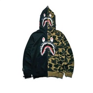 BAPE Áo bảo vệ cá mập đầu người vượn cùng một loại áo khoác áo bảo vệ 3D dây kéo mũ trùm đầu.