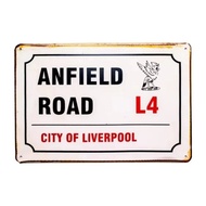 CIFbuy 2D Aluminum Anfield Road Sign Vintage Liverpool Theme Metal Plaque Wall Decor for Home Bar