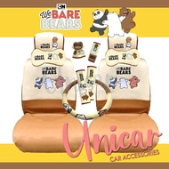 UNICAR WBB ชุดหุ้มเบาะรถยนต์ ลิขสิทธิ์แท้ We Bare Bears  วีแบร์แบร์ หุ้มเบาะ หุ้มเบลท์ หุ้มพวงมาลัย หุ้มเกียร์ หมอนรองคอ หุ้มเบรคมือ We Bare Bear