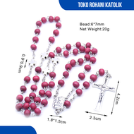 ROSARIO KALUNG KAYU MERAH / KALUNG ROSARIO KATOLIK / ROSARIO ASLI / ROSARIO KAYU / KONTAS