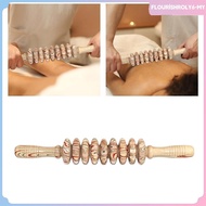 [flourishroly6] Handheld Massage Roller Manual Massage Tool Wood Relaxation Gifts Portable 9 Wheels 