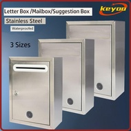 [KEYOO] Mailbox, 3 Sizes Stainless Steel Letter Box,  with Locks Waterproof Ballot Box Outdoor