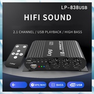 838 USB Bluetooth Subwoofer Amplifier HIFI 2.1 12V Car Home Amplifier U Disk Lossless Suitable for 4