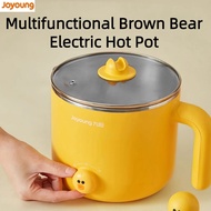 Joyoung Multifunctional Brown Bear Cartoon Healthy Electric Cooker 1.2L electric cooking pot K12-D603 Steamer Electric Hot Pot Small stew pot Sally Chicken Mini soup pot Integrated Pot Noodle Cooking 1.2L gift Multifunction cooking pot