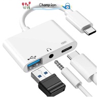 CHAMPIONO Type-C to 3.5m Tablet Headphone USB Splitter Data Transmission