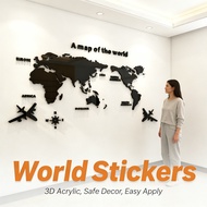 Map World 3D Crystal Sticker Wall Map Office Decoration Stickers World Sticker Map World Map Sticker