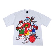 BUNNY TAZ BASKET BALL OVERSIZE WHITE COMBED 20S T-SHIRT