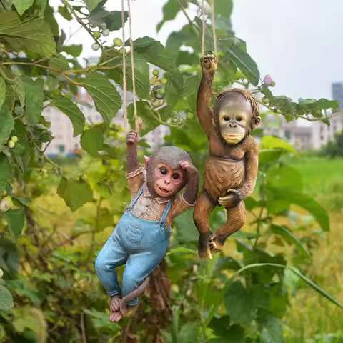 Creative Garden Decoration Monkey Statue Resin Waterproof Hanging Ornaments Monkey Chimp Monkey Scul