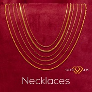 JW Korean Style Adjustable 24k Gold Plated Necklace 45cm/50cm/60cm Rantai Emas Perempuan/Gold 999 Fe