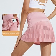 Tennis Skirt Sports Pleated Short Skirt Badminton Skirt Golf Yoga Running Fake Two-piece Culottes White Tennis Skirt