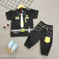Topkidshouse Setelan Pendek Anak Laki Laki Joger Profesi Polisi . Baju Polisi Anak Laki Laki . Baju 