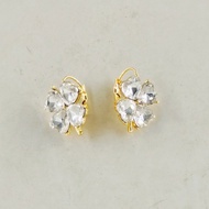 Korean Version Small Earrings Diamond Four-Leaf Flower Earrings Twist Screws 4-Claw Zircon Fashion E