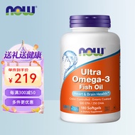 诺奥(NOW Foods)深海鱼油75%软胶囊ultra超级鱼油omega3中老年大人欧米伽180粒家庭装