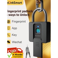 Waterproof Padlock Smart Fingerprint Padlock With Key Heavy Duty Door Lock Gate HDB Lock for Outdoor