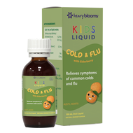 Henry Blooms Kids Liquid Cold and Flu with Elderberry 100ml Hỗ Trợ Làm Dịu Triệu Chứng Cảm Cúm