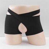 Men Crotchless Panties Cotton Open Back Boxer Shorts Hollow Underpants Briefs Lingerie Jockstrap Men Underwear String Bikini